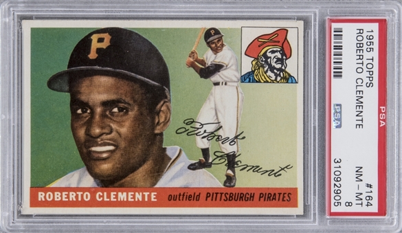 1955 Topps #164 Roberto Clemente Rookie Card – PSA NM-MT 8 